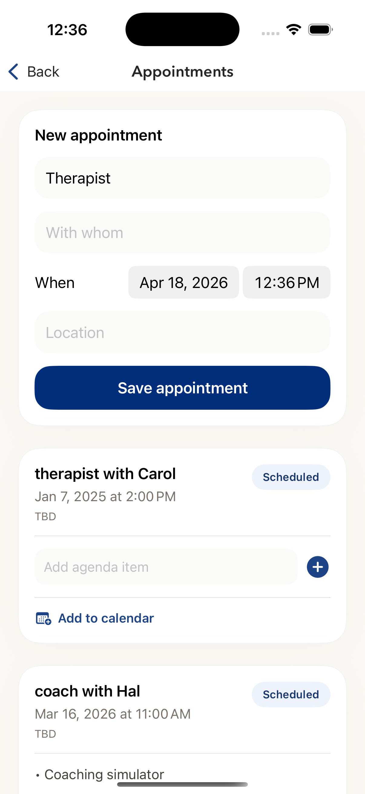 Client iOS screen three